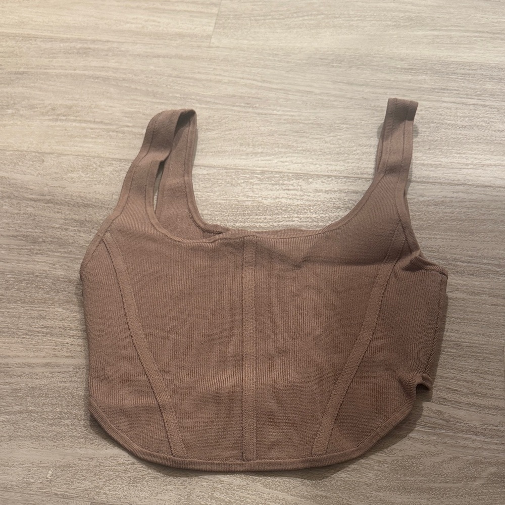 Babaton Dusty Rose Cropped Corset Tank Top